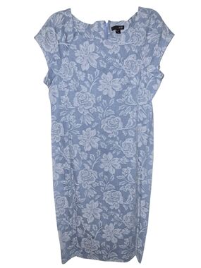 Ice Light Blue Floral Midi Sheath Dress